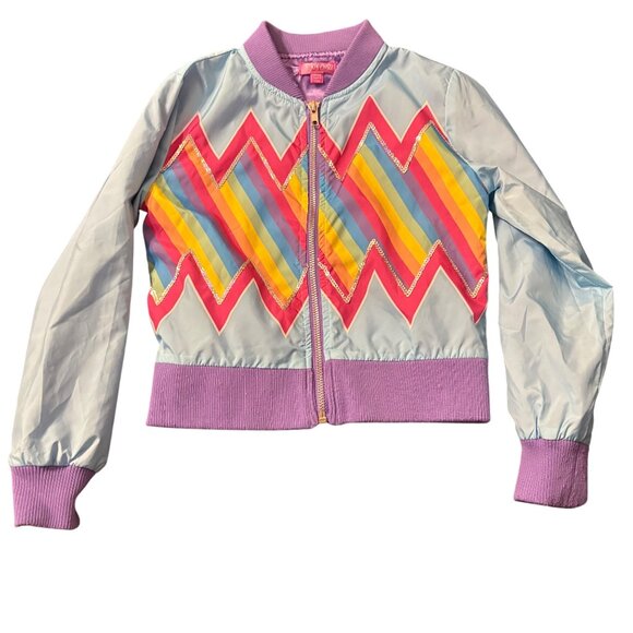 Jojos Closet Rainbow Chevron Bomber Jacket Girla 4/5 XS - Picture 1 of 3